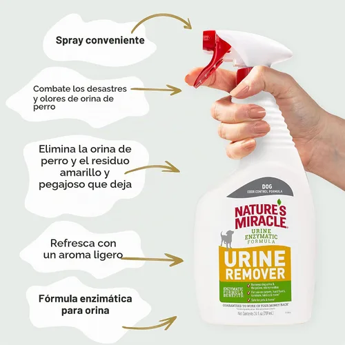 Vista 6 de Nature's Miracle - Removedor de orina para perros, limpiador enzimático, 24 onzas Removes Dog Urine & Yellow Sticky Residue, For Use on Multiple