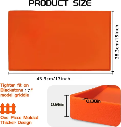 Vista 5 de Cubierta protectora de silicona de 17" para plancha Blackstone, alfombrilla de plancha de silicona resistente de grado alimenticio, protege