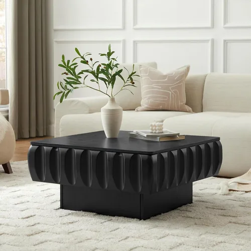 Vista 4 de Mesa de Centro con Tapa Elevable Mesas de Centro Cuadradas para Muebles de Sala de Estar Acanalada Pequeña con Gran Centro de Almacenamiento Oculto