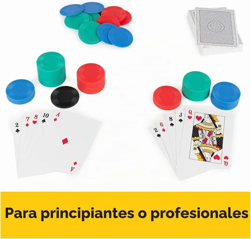Vista 3 de Spin Master Games Cardinal Classics, Juego de 200 fichas de póquer con botón de distribuidor de baraja Texas Hold 'Em Classic Casino Juego de mesa