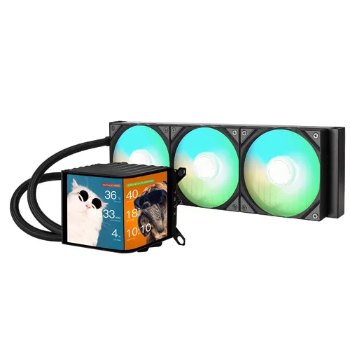 Vista 15 de TRYX Panorama 280 Blanco 280mm AIO Pantalla AMOLED L-Forma de 6.67'' Efecto 3D Anamorfo Display Personalizable Enfriador AIO 280mm Bomba Asetek 8ª