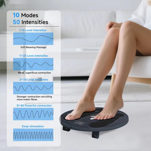 Vista 5 de Aprobación de la FDA - Estimulador muscular electrónico para masaje de piernas y pies con neuropatía, masajeador de pies EMS para alivio del dolor