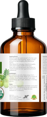 Vista 4 de velona Amla Oil USDA Certified Organic - 4 onzas líquidas Aceite portador 100% puro y natural Virgen extra, sin refinar, prensado en frío