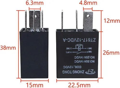 Vista 2 de Enchufe para relé de auto, de E Support™, de 12 V, 30 A, 40 A, 60A, 80A SPST y SPDT Paquete de 5 automotrices eléctricos impermeables de alta