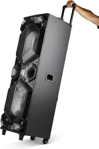 Vista 9 de QFX Altavoces Bluetooth grandes profesionales E-1500 Sistema de altavoces PA portátiles Woofers duales de 15 pulgadas, tweeter de 1.5 pulgadas