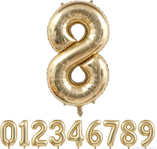 Vista 36 de Globo dorado claro con el número 0 de aluminio de 40 pulgadas, color oro champán, globo de helio 0 Mylar Oro claro 0