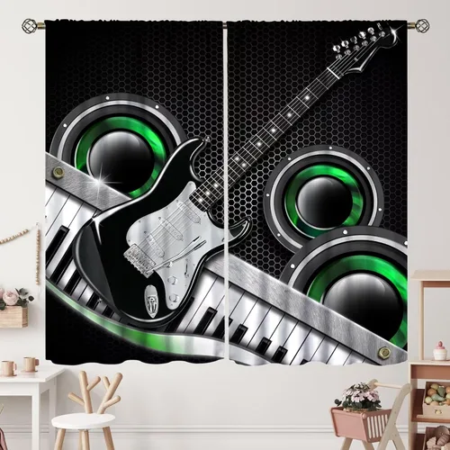 Vista 17 de Cortinas de jazz para mujer americana, estilo grunge, estilo grunge, con bolsillo para barra, para dormitorio, sala de estar, decoración