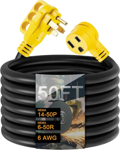 Vista 9 de Cable adaptador de soldador de 50 amperios NEMA 14-50P a 6-50R