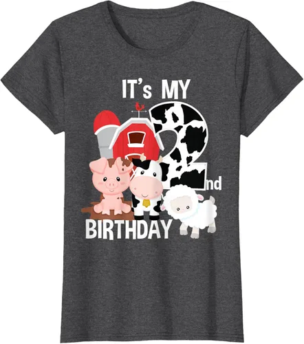 Vista 4 de Camiseta para fiesta de 2 años con texto en inglés "It's My 2nd Birthday", Negro