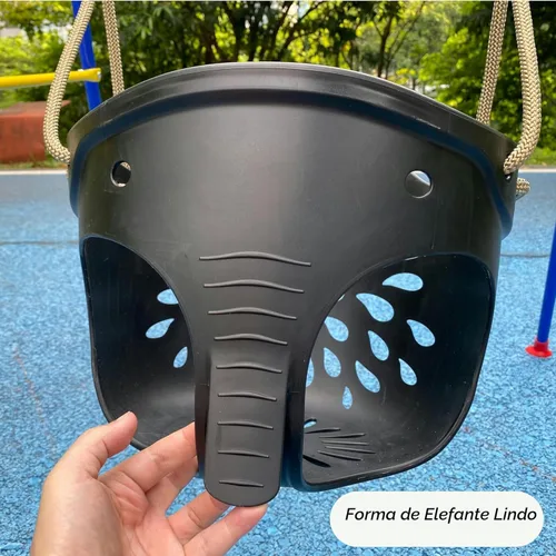 Vista 2 de SELEWARE Asiento de columpio para niños pequeños con respaldo alto de cubeta completa de servicio pesado con mosquetones de bloqueo y cuerda