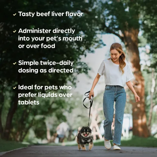 Vista 4 de Suplemento líquido de vitaminas y minerales para perros y gatos, sabor a hígado de res, 4 onzas