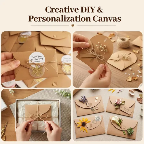 Vista 9 de HANSGO 100 mini sobres para tarjetas de regalo, portadores de tarjetas de regalo de 4 x 2.8 pulgadas con cierre de corazón, para bodas, cumpleaños
