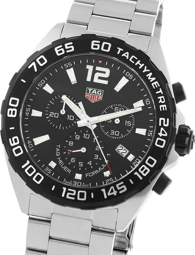 Vista 3 de Tag Heuer Reloj cronógrafo de acero inoxidable Fórmula 1 para hombre, Negro -, Cronógrafo, movimiento de cuarzo