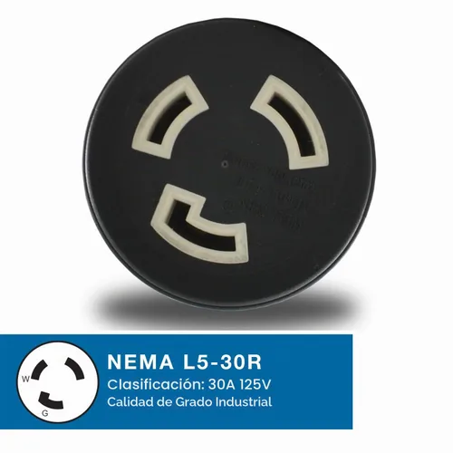 Vista 4 de Conntek Adaptador de enchufe NEMA 5-20P a NEMA L5-30R, enchufe macho de 20 amperios y 125 voltios a conector hembra de bloqueo de 30 amperios y 125