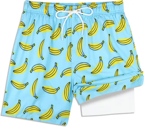 Vista 2 de QRANSS Traje de baño para hombre con forro de compresión de secado rápido de 5.5 pulgadas con forro tipo bóxer