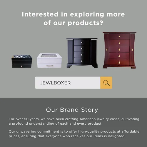 Vista 6 de JEWLBOXER Organizador de joyas Joyero de madera con parte superior de cristal para mujer, caja de regalo, pulseras, anillo, collar y organizador