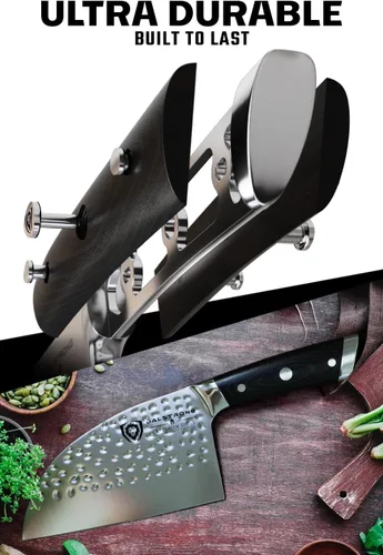 Vista 3 de Dalstrong - Cuchillo de chef serbio - 7.5 pulgadas - Serie Gladiador Elite - Acero HC alemán - Cuchillo de carnicero - Acabado de hoja martillada