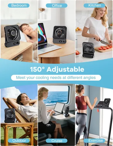 Vista 6 de Shintrend Ventilador magnético aprobado por cruceros, ventilador portátil recargable con 100 velocidades, montaje magnético para techo y pared