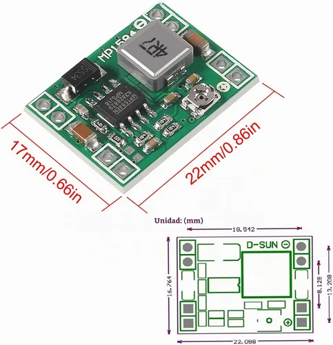Vista 3 de 6PCS MP1584 MP1584EN DC-DC 3A Voltaje Ajustable Buck Convertidor Mini Voltaje Fuente de Alimentación Step Down Module 24V a 12V 9V 5V 3V