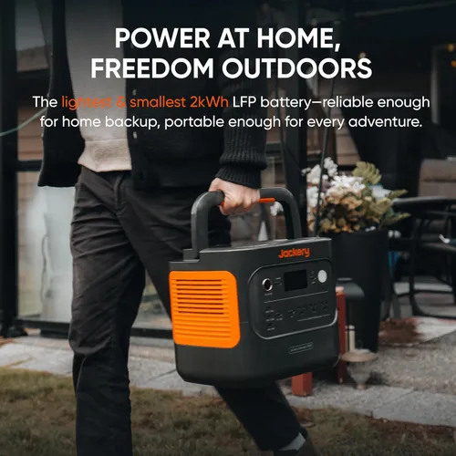 Vista 3 de Jackery Explorer 2000 v2 Estación de Energía Portátil, Batería de Respaldo Doméstica LiFePO4 de 2042Wh, Generador Solar de 2200W, Carga Rápida USB-C