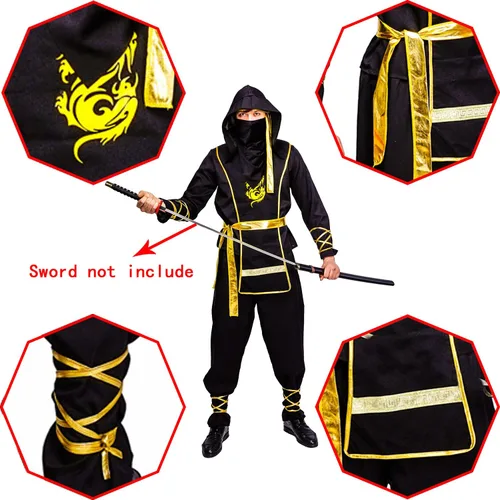Vista 5 de Disfraz de Ninja Golden Dragon para hombre