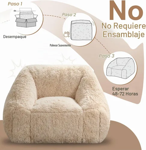 Vista 8 de Hobestluk Puf - Silla de felpa con acento para reposabrazos para sala de estar, color beige
