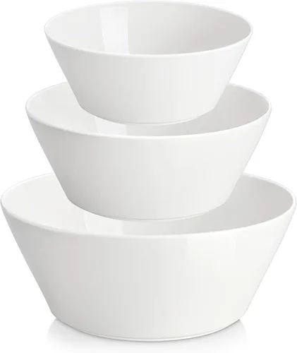 Vista 9 de MALACASA Juego de 4 cuencos de sopa de 35 onzas, cuencos de porcelana blanca, cuencos profundos para cocina, cuencos grandes de cerámica para sopa