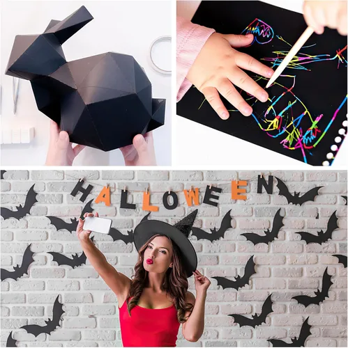 Vista 6 de 50 hojas de cartulina negra de 12 x 12 pulgadas, papel grueso de 80 libras, papel de construcción para invitaciones, manualidades, fabricación