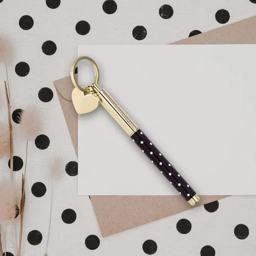 Vista 2 de Kate Spade New York - Llavero de bolígrafo de tinta negra con llave de metal, llavero de bolígrafo de tinta negra, punto de pin