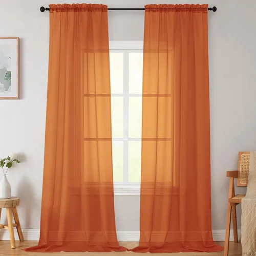 Vista 163 de 2 paneles de cortinas traslúcidas blancas para dormitorio, sala de estar, 96 pulgadas de largo, modernas, suaves, ligeras, con bolsillo para barra