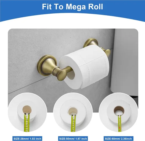 Vista 4 de RUMOSE Toilet Paper Roll Holder Bathroom Flexible Pivoting Tissue Handle on Wall Mounted Antique Brass Rustproof Toilet Tissue Roll Holder,Stainless