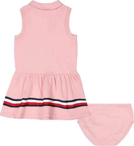 Vista 2 de Tommy Hilfiger Vestido polo de manga corta para bebé niña con bombachos a juego