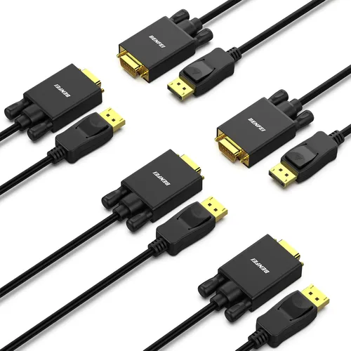 Vista 9 de Adaptador de DisplayPort a VGA, Benfei DP DisplayPort a VGA, cable de 6 pies, macho a macho chapado en oro compatible con Lenovo, Dell, HP, ASUS
