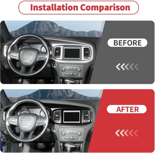 Vista 2 de Linskip Acabado de Tablero Compatible con Dodge Charger 2015 2016 2017 2018 2019 2020 2021 2022 2023, Panel de Cubierta de Consola Central