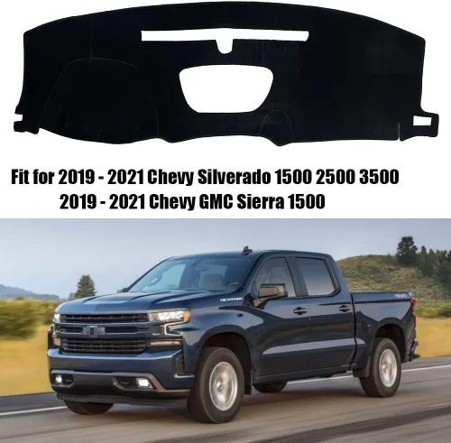 Vista 2 de Rifoda Cubierta de tablero para Chevrolet Chevy Silverado 1500 2500 3500, GMC Sierra 1500, 2020, 2021, 2019, 2020, 2021, protector solar