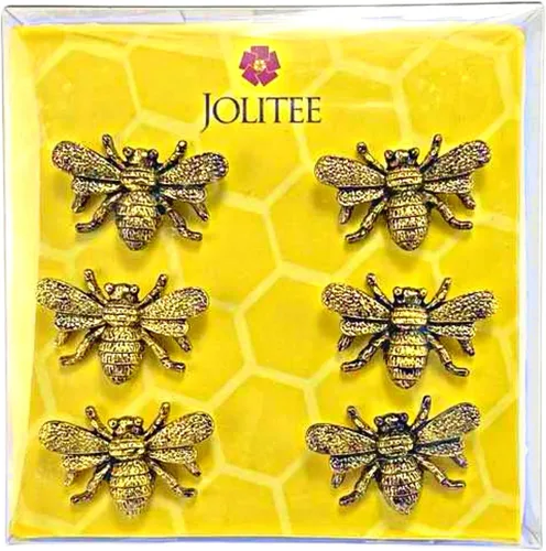 Vista 3 de Juego de 6 imanes dorados para decoración de abeja, imanes de cocina para refrigerador, decoración de abejas de miel, imanes dorados para nevera