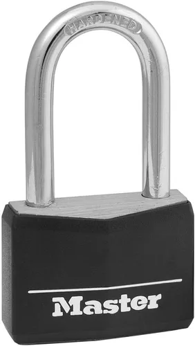 Vista 2 de Master Lock Cerradura de aluminio cubierta, cerradura de casillero con llave, cerradura de llave para exteriores, 1 paquete, 141DLF y candado