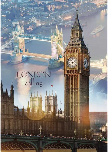 Vista 2 de Trefl London at Dawn - Rompecabezas de 1000 piezas con impresión roja de 27 x 19 pulgadas, rompecabezas de bricolaje, diversión creativa