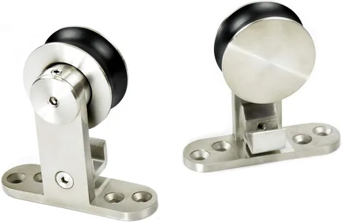 Vista 3 de DIYHD Kit de riel de acero inoxidable cepillado con cierre suave integrado de 6 pies para puerta de granero de estudio Dual dampers, quiet