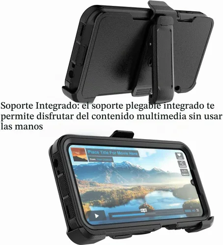 Vista 6 de Funda para teléfono Galaxy A15 5G, para Samsung A15 5G con clip para cinturón con [protector de pantalla incorporado] protector de pie resistente a