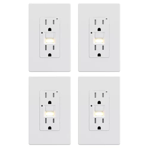 Vista 15 de AIDA - Salida GFCI de 15 amperios, enchufe eléctrico con luz nocturna de autoprueba, receptáculo resistente a manipulaciones con indicador LED
