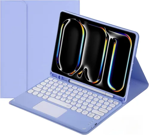 Vista 9 de Funda para teclado con panel táctil para Galaxy Tab S6 Lite de 10.4 pulgadas (2024/2022/2020) con soporte para bolígrafo S, teclas redondas