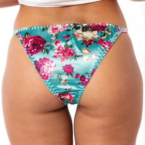 Vista 4 de Satini Bragas de satén con estampado Tanga para mujer
