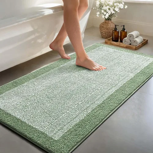 Vista 26 de Alfombras de baño de 17 x 24 pulgadas, antideslizantes, lavables, color gris, para bañera, tapete de baño para baño, tapete suave y absorbente