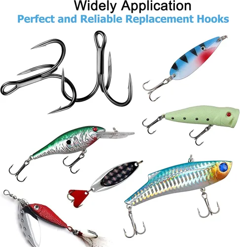 Vista 6 de Fishing Treble Hooks, 110pcs Replacement Triple Hooks for Hard Lure