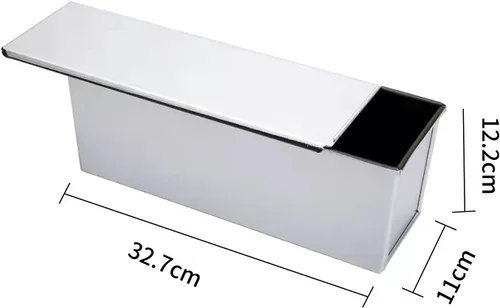 Vista 2 de Pullman - Molde para pan con tapa, de acero aluminiado, molde para pan Pullman de grado comercial, antiadherente, con tapa (13 x 4.3 x 4.8 pulgadas)