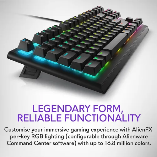 Vista 6 de Alienware Teclado para juegos Tenkeyless - AW420K - Lado Oscuro de la Luna - Con cable, programable, Cherry MX Red, USB, AlienFX RGB / 16.8 millones