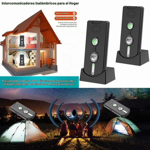 Vista 2 de Sistema de intercomunicación inalámbrico de 2 vías para el hogar, 1/2 milla de largo alcance, llamadas manos libres, recargable, espera de 120