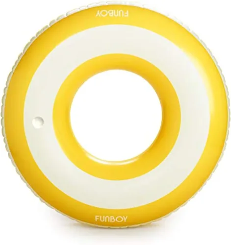 Vista 8 de FUNBOY Flotador inflable gigante de rayas azul claro con portavasos de 48 pulgadas Flotador grande para piscina para adultos Tubo