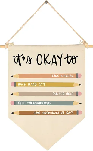 Vista 30 de Letrero de pared para aula, regalo para profesores, decoración inspiradora de vuelta a la escuela, bandera de pared con texto en inglés "Let's Root